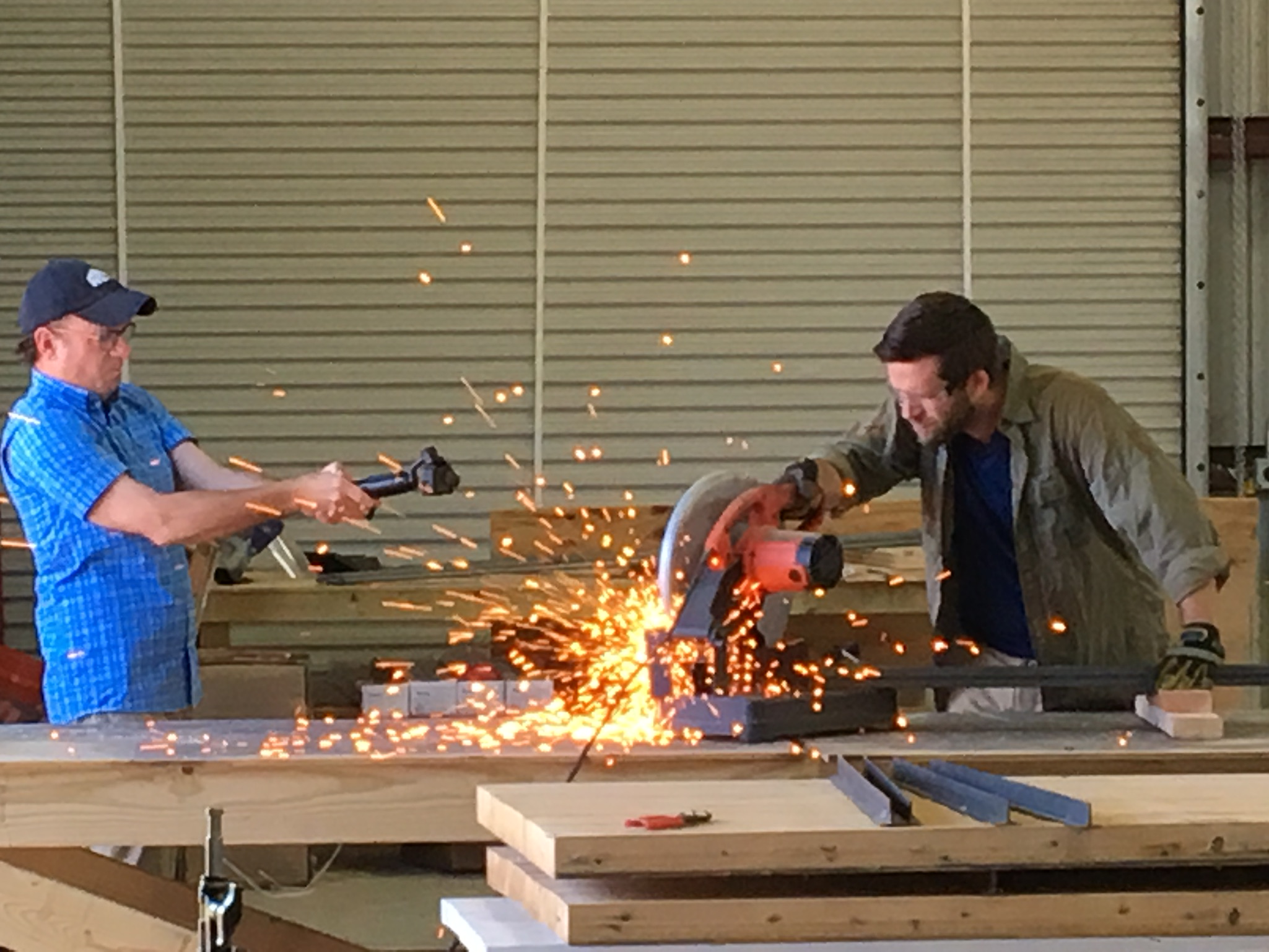 workers making home from container